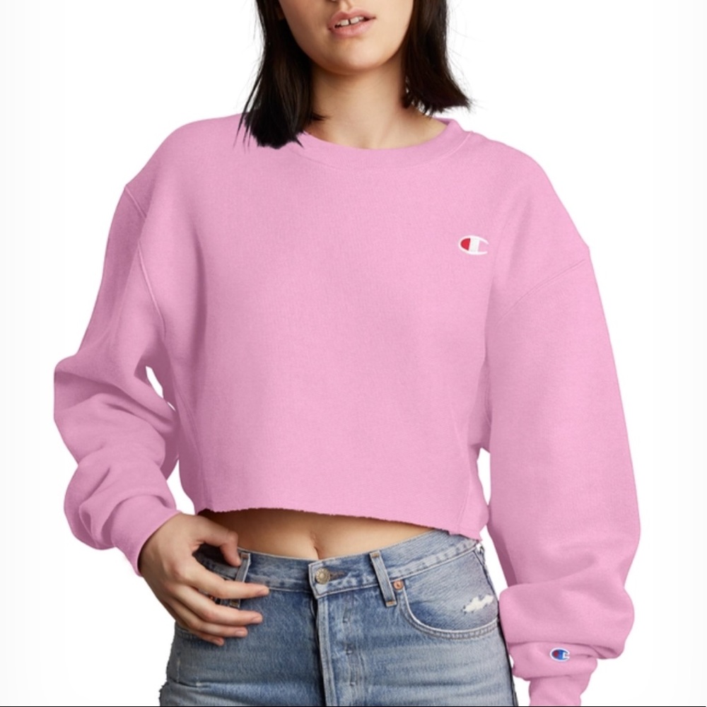 Pink/Purple Cut Off Champion Crewneck Sweatshirt
